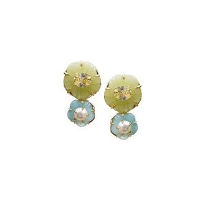 NWT Nicola Bathie Aquamarine & Jade Flower Drop Earrings